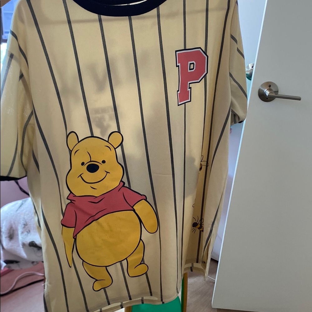 Disney Winnie the Pooh Striped Tee - Cream and Black
